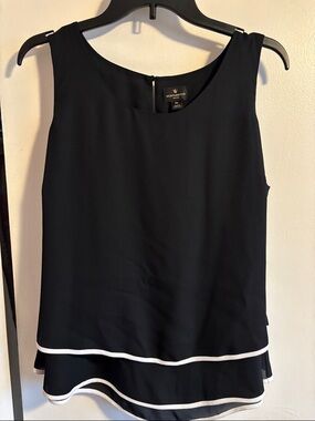 Worthington Black Sleeveless Layered Camisole with White Trim